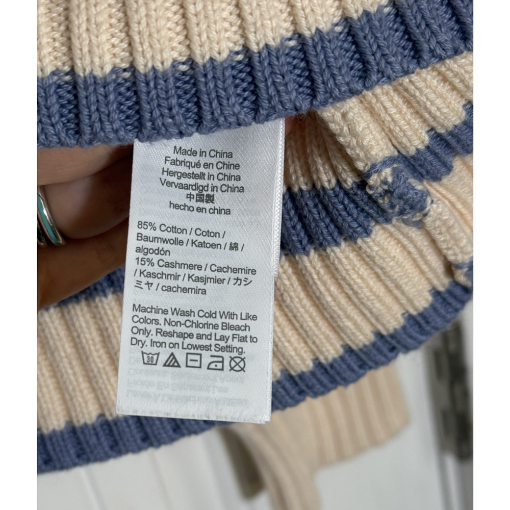J. Crew Ivory Cotton Cashmere Blend Women's XXL Half-Zip Pullover Sailor Collar - Picture 3 of 5